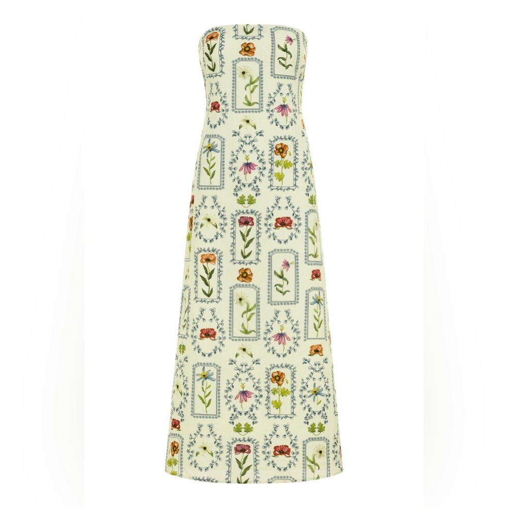 Botanical Strapless Maxi Dress